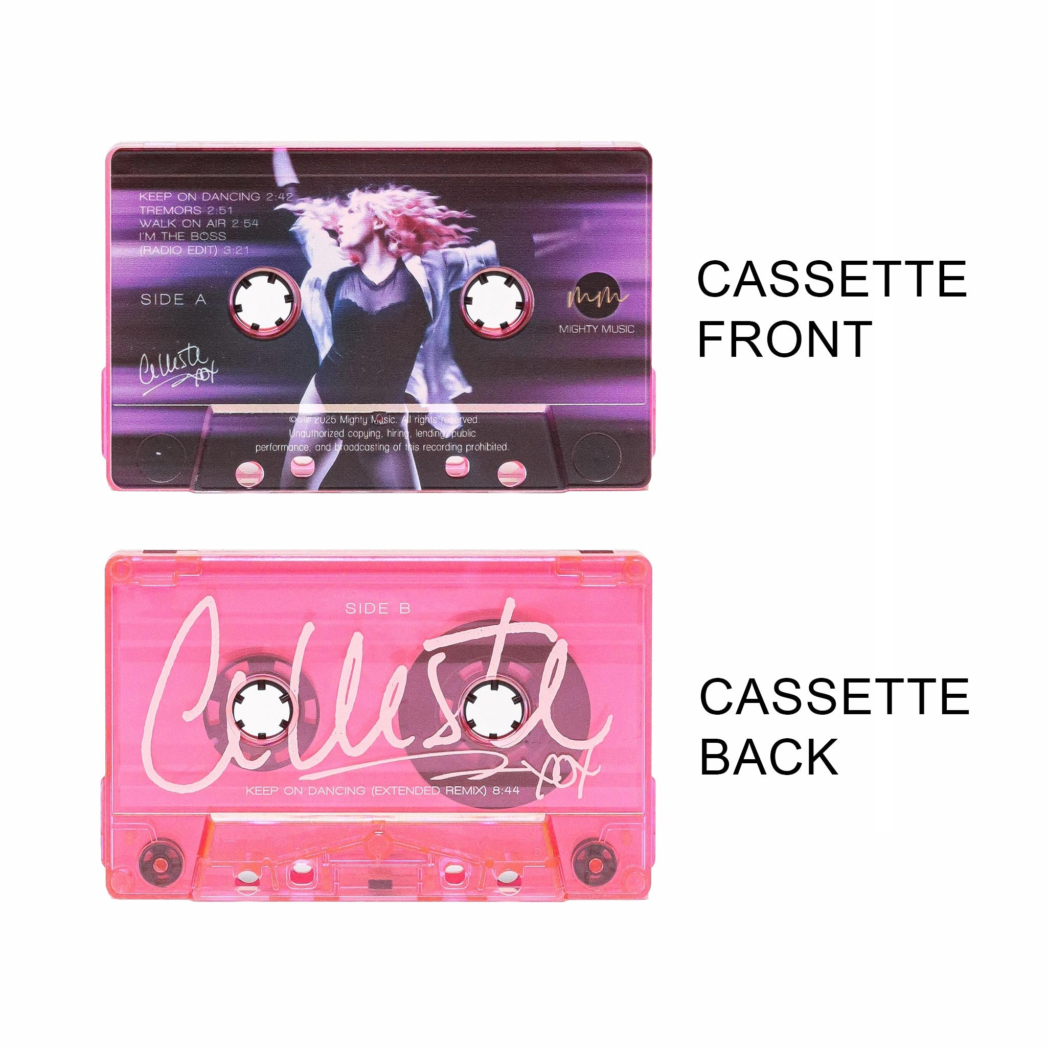 Celleste Keep on Dancing Cassette. Front and back view.