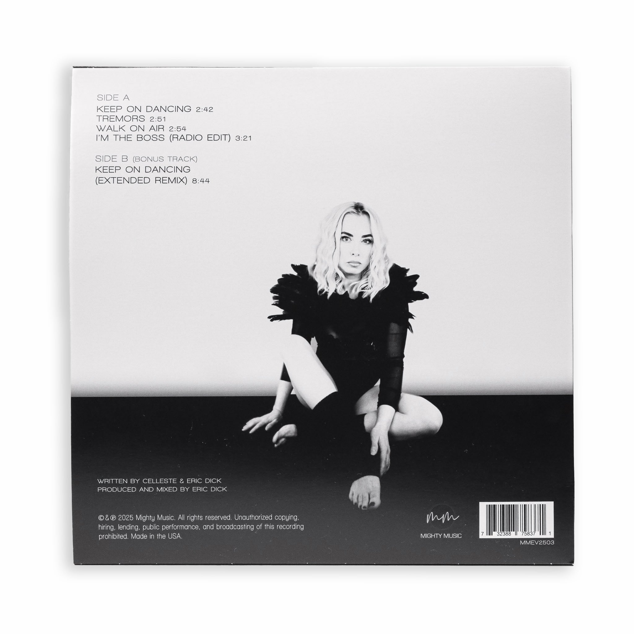 Celleste Keep on Dancing vinyl back cover.