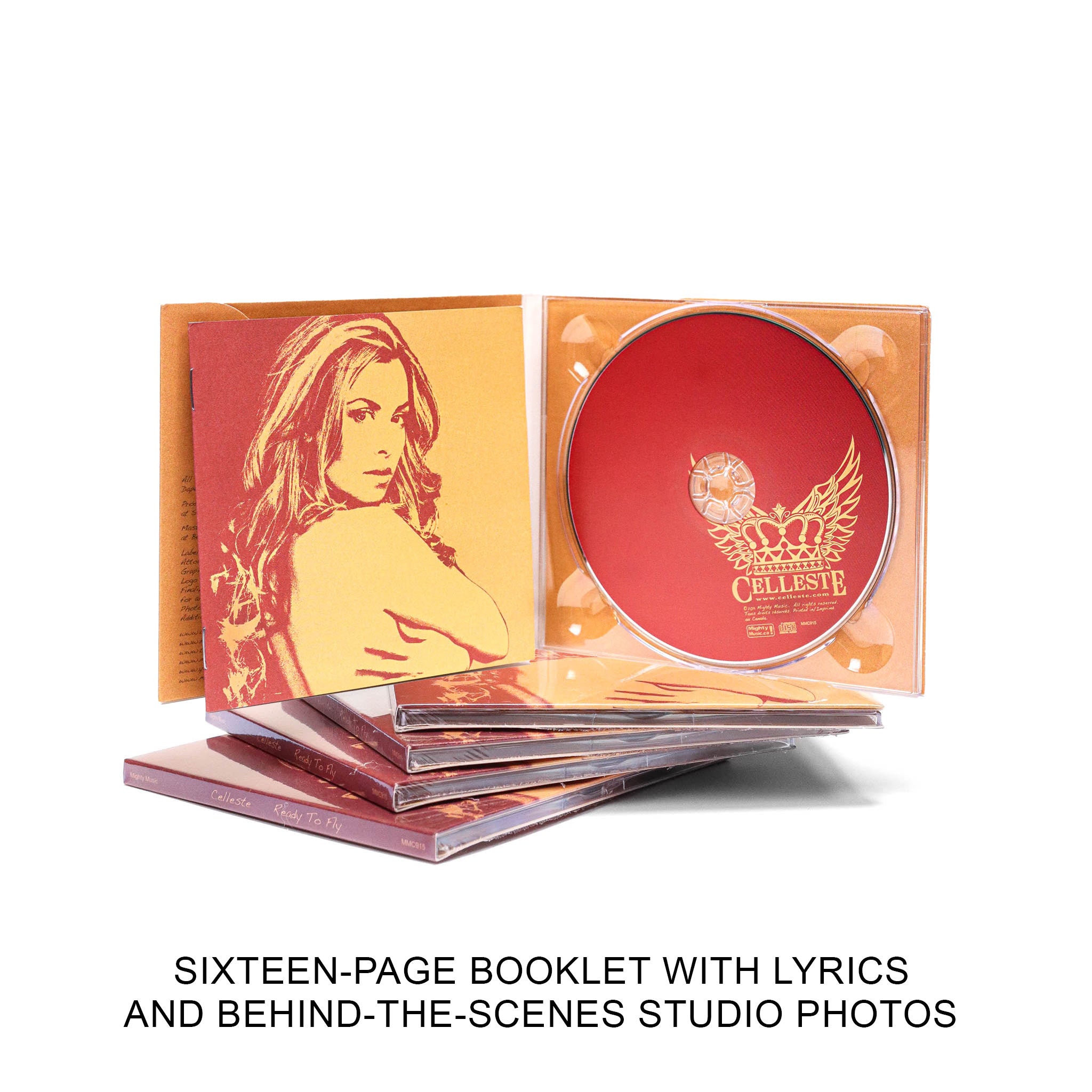 Celleste Ready to Fly Cd, open 2-panel cardboard case showing disc and booklet. Limited Collector Edition.