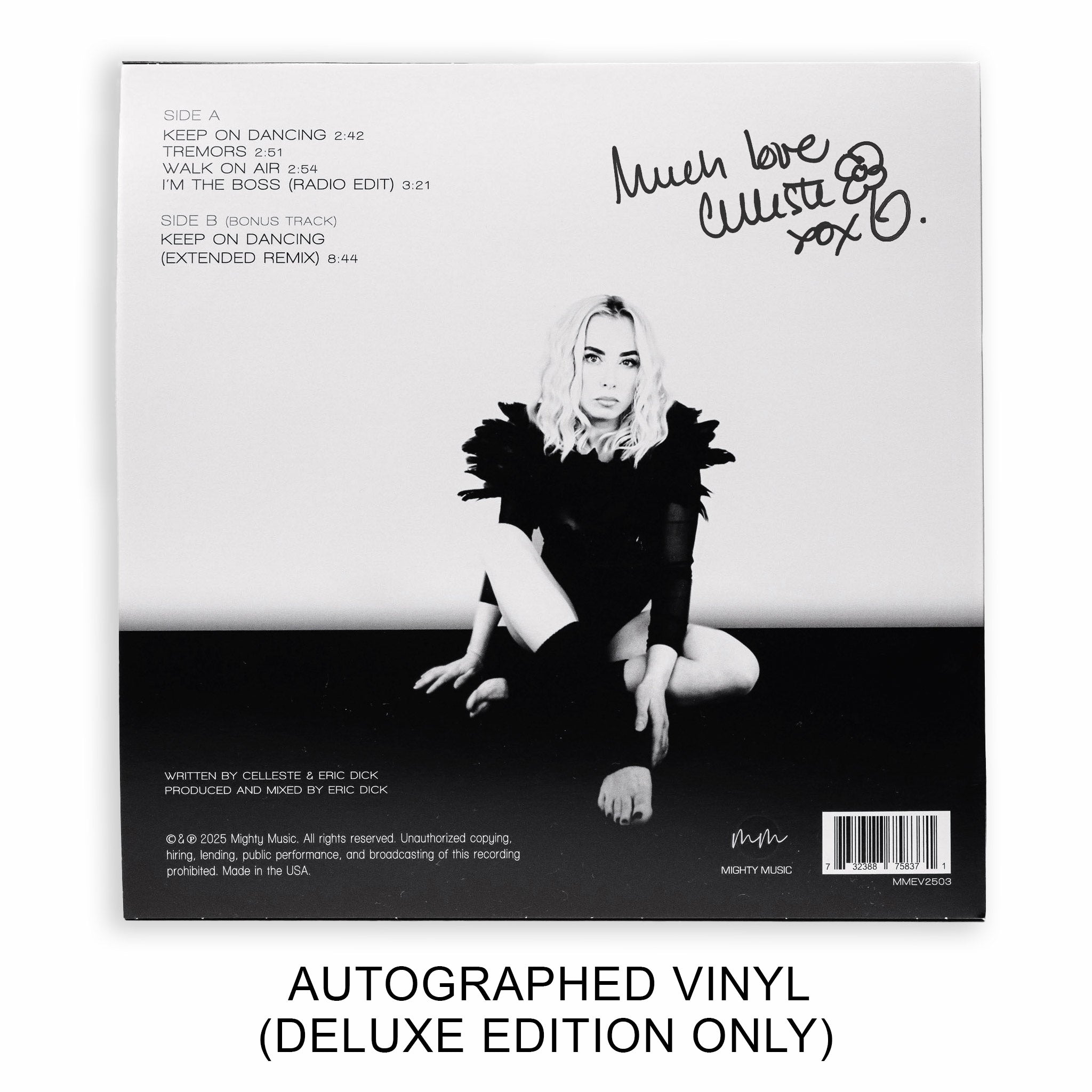 Celleste Keep on Dancing vinyl back cover. Autographed.